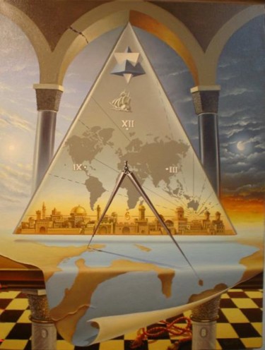 Painting titled "Francmacon" by Gyuri Lohmuller, Original Artwork, Oil