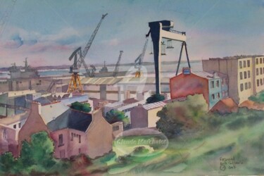 Brest Recouvrance, vue générale de Laninon,  aquarelle