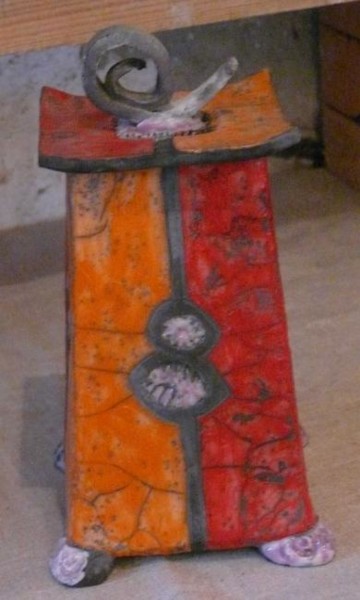 Design intitulée "boite rouge" par Armelle Colombier, Œuvre d'art originale, Céramique