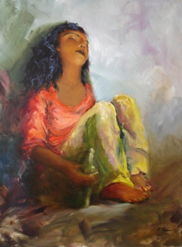 Peinture intitulée "Vida na Rua" par Regina  Oliveira, Œuvre d'art originale, Huile