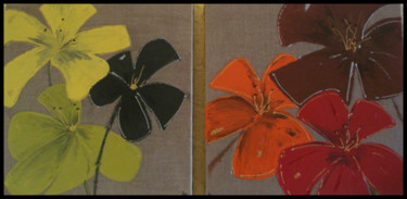 Peinture intitulée "duo de fleurs" par Sab, Œuvre d'art originale