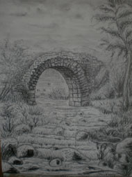 Dessin intitulée "Cascade sous le pet…" par Josette Bourgeois, Œuvre d'art originale