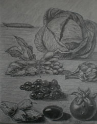 Dessin intitulée "Nature morte" par Josette Bourgeois, Œuvre d'art originale