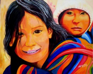 Pintura titulada "INDIECITOS" por Juan Carlos Guzman, Obra de arte original, Oleo