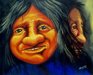 Pintura titulada "INDIA QUE RIE" por Juan Carlos Guzman, Obra de arte original, Oleo