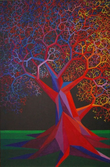 Pittura intitolato "ALBERO BLU - acrili…" da Narciso Dall Orto, Opera d'arte originale, Olio