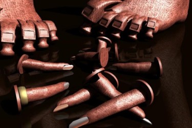 Digitale Kunst getiteld "finger nails and ha…" door J Tonkin, Origineel Kunstwerk, 3D-modellering
