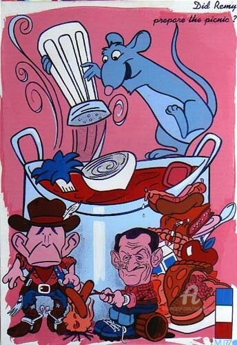 Made in U.S.A - The picnic Peinture intitulée "Made in U.S.A - The…" par Isabelle Murzeau, Œuvre d'art originale, Acrylique Monté sur Châssis en bois