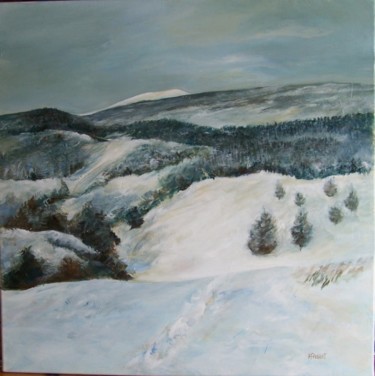 Peinture intitulée "... sous la neige..…" par Anne-Frédérique Ferret, Œuvre d'art originale