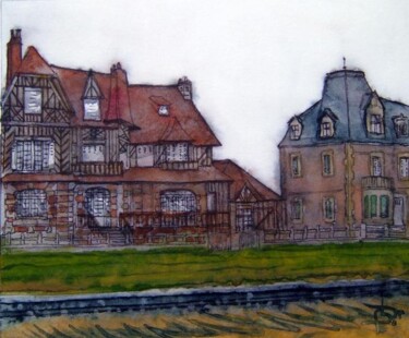 Peinture intitulée "villa normande 1" par Bruno Dumont, Œuvre d'art originale, Huile