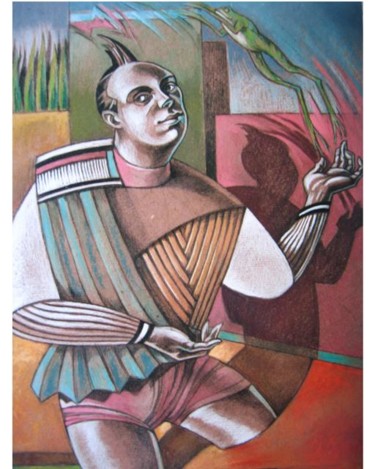 Peinture intitulée "La grenouille acrob…" par Daniel Duhamel Arrapel, Œuvre d'art originale, Huile