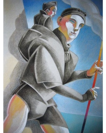 Peinture intitulée "Passeur (aux lunett…" par Daniel Duhamel Arrapel, Œuvre d'art originale, Huile