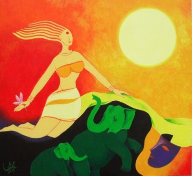 Painting titled "Dream Girl" by Lk, Original Artwork