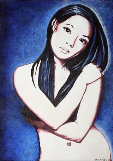 Peinture intitulée ""Lucy blue"" par Manuela Hames, Œuvre d'art originale