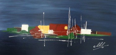 Painting titled "Nuit sur le port" by Roger Chastel, Original Artwork