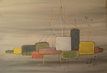 Painting titled "Le cirque endormi" by Roger Chastel, Original Artwork