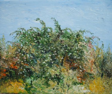 Painting titled "Rose Bush" by Animesh Roy, Original Artwork, Oil