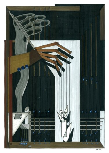 Dessin intitulée "la manipulation" par Raf Listowski, Œuvre d'art originale