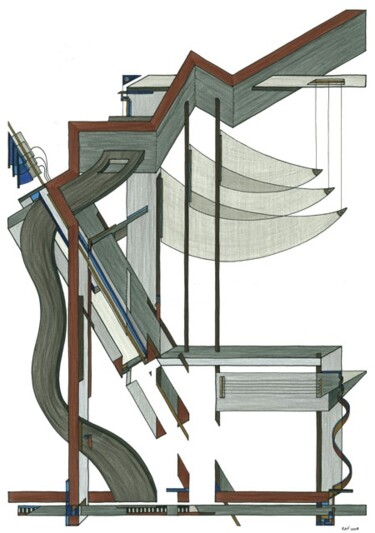 Dessin intitulée "suspendu" par Raf Listowski, Œuvre d'art originale