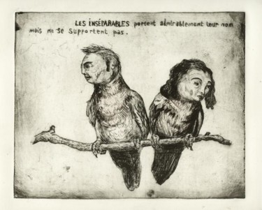 Dessin intitulée "Les inséparables." par Frhégo, Œuvre d'art originale, Autre