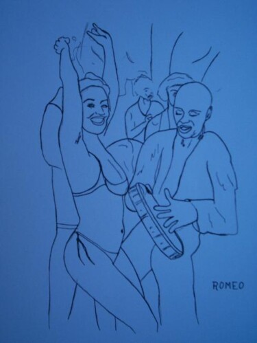 Sambistas. Desenho intitulada "Sambistas." por Romeo Zanchett, Obras de arte originais