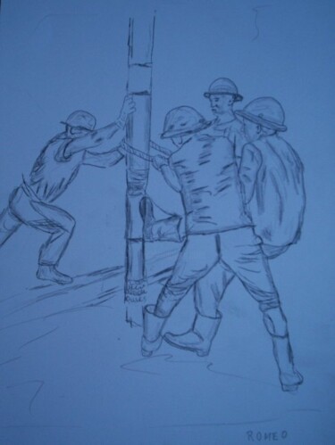 Desenho intitulada "Petroleiros" por Romeo Zanchett, Obras de arte originais