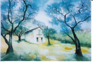 Painting titled "oliviers provencaux" by Mickael Thébault, Original Artwork