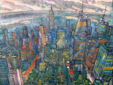 「new-york 17 empire…」というタイトルの絵画 Bruno Dumontによって, オリジナルのアートワーク, オイル