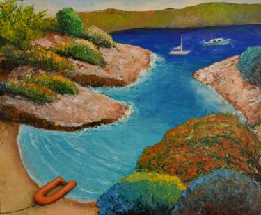 Peinture intitulée "calanque de seyneol…" par Marc Lejeune, Œuvre d'art originale, Huile