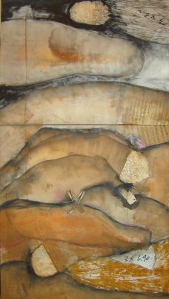Peinture intitulée "diptyque  3X6,90" par Evelyne Dominault, Œuvre d'art originale, Huile