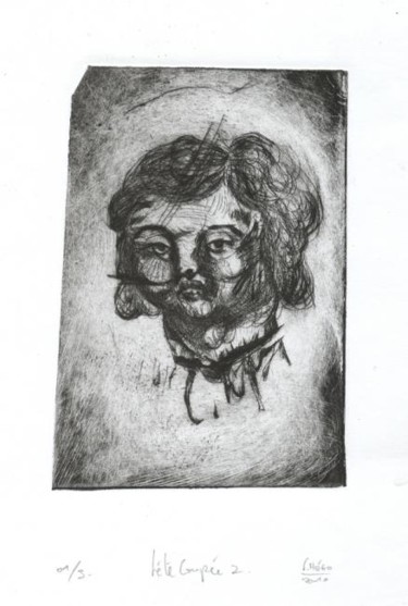 Dessin intitulée "Tête -coupée 2." par Frhégo, Œuvre d'art originale, Autre