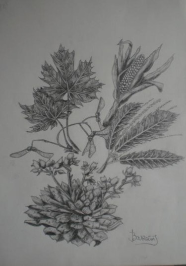 Dessin intitulée "Composition de plan…" par Josette Bourgeois, Œuvre d'art originale