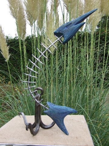 Scultura intitolato "poisson bleu" da Philippe Fautrez, Opera d'arte originale