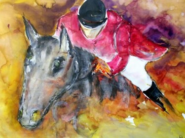 Painting titled "Au galop" by Bernard Courtalon (courtaloni), Original Artwork