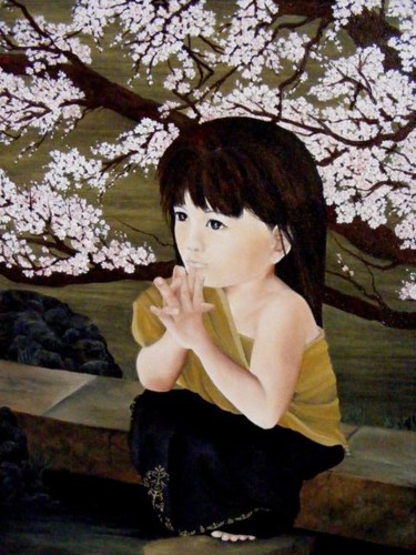 Peinture intitulée "Receuillement AGRAN…" par Isha, Œuvre d'art originale, Huile