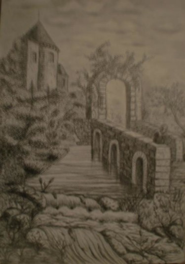 Dessin intitulée "Le château" par Josette Bourgeois, Œuvre d'art originale