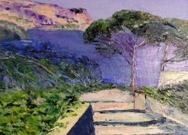 Peinture intitulée "pins devant Canaille" par Marie Therese Vion, Œuvre d'art originale