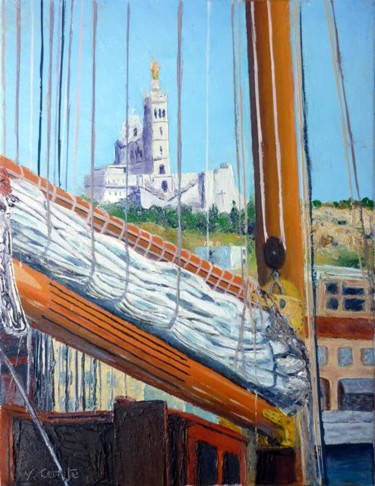 Pittura intitolato "Notre-Dame de la Ga…" da Yves Conte, Opera d'arte originale