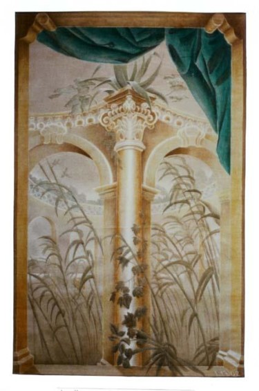 Peinture intitulée "Rideau Vert" par Isabelle Molinard, Œuvre d'art originale, Huile