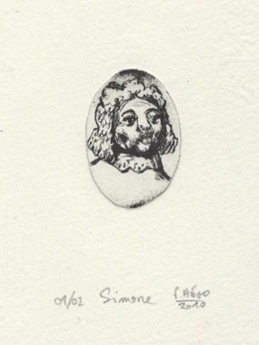 Dessin intitulée "Simone." par Frhégo, Œuvre d'art originale, Autre