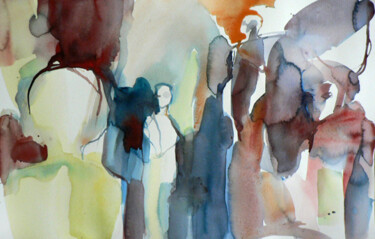 Painting titled "Réunion" by Sylvia Baldeva, Original Artwork, Watercolor