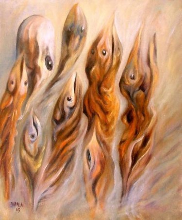 Peinture intitulée "poissons" par Abderrahmane Abdelrafie Matallah, Œuvre d'art originale
