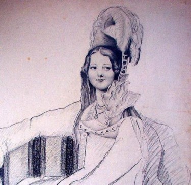 Dessin intitulée "inspiration ingriste" par Abderrahmane Abdelrafie Matallah, Œuvre d'art originale