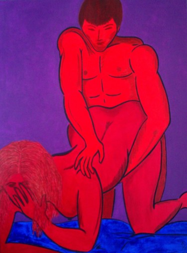 Painting titled "L'Etreinte" by Alexandra D., Original Artwork, Acrylic
