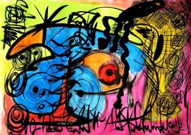 Peinture intitulée "Le taureau et l'ois…" par Nikko Kali, Œuvre d'art originale, Huile