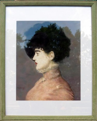 Copie d un portrait de femme de Manet Pastel sur papier Copy of Woman by Manet Pastel on paper Schilderij getiteld "Copie d un portrait…" door Daniel Lutaud, Origineel Kunstwerk, Olie