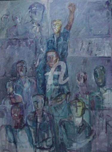 Pittura intitolato "-studenti- dell'85" da Bruno, Opera d'arte originale, Olio