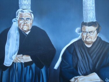 Painting titled "Bigoudènes mère et…" by Eddy Josse, Original Artwork, Oil