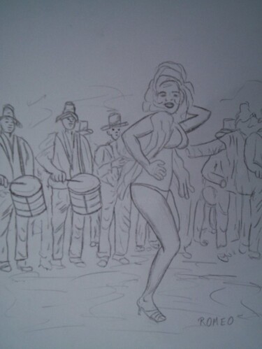Desenho intitulada "SAMBISTAS DE RUA" por Romeo Zanchett, Obras de arte originais