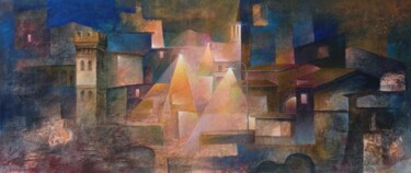Pittura intitolato "Notturno" da Alvaro Peppoloni, Opera d'arte originale